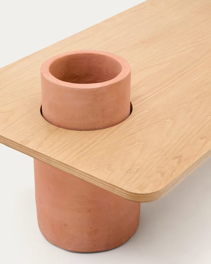 Olaria Terracotta Coffee Table with an oak veneer in a natural finish, 110x60 cm