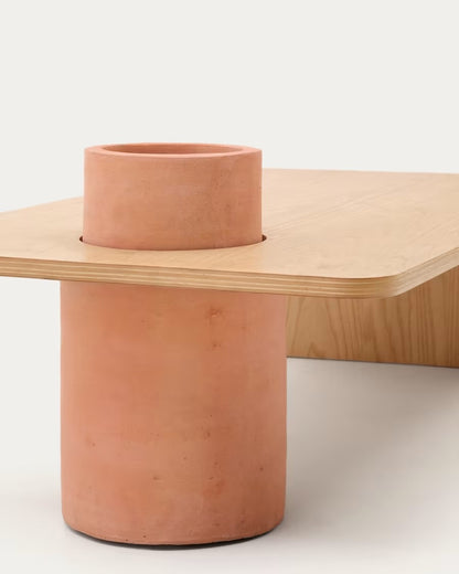 Olaria Terracotta Coffee Table with an oak veneer in a natural finish, 110x60 cm