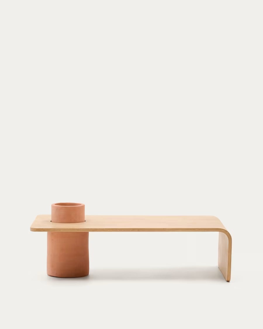Olaria Terracotta Coffee Table with an oak veneer in a natural finish, 110x60 cm