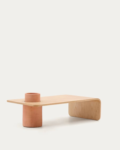 Olaria Terracotta Coffee Table with an oak veneer in a natural finish, 110x60 cm
