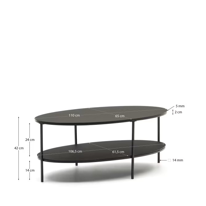 Fideia tempered glass and metal coffee table  110 cm