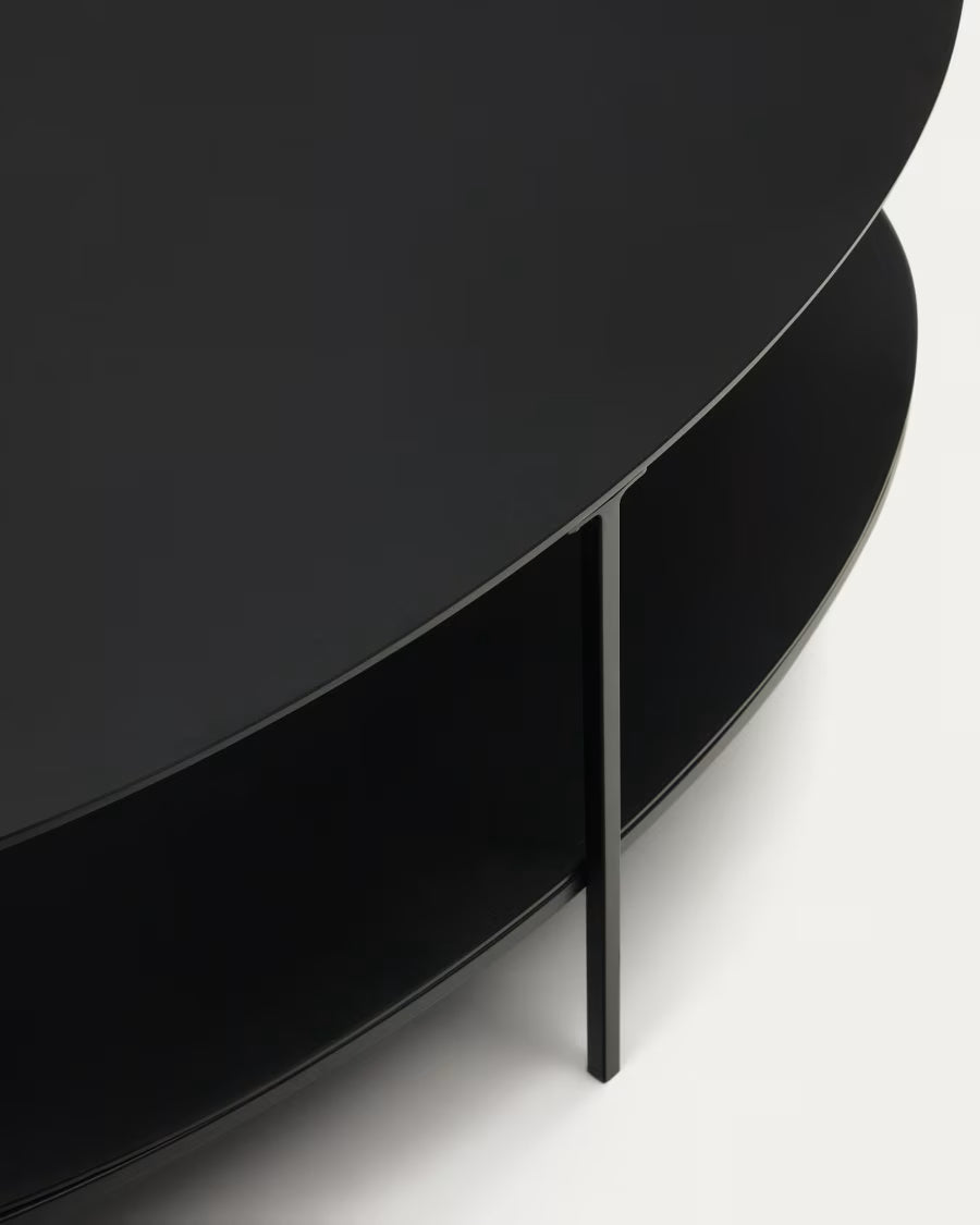 Fideia tempered glass and metal coffee table  110 cm