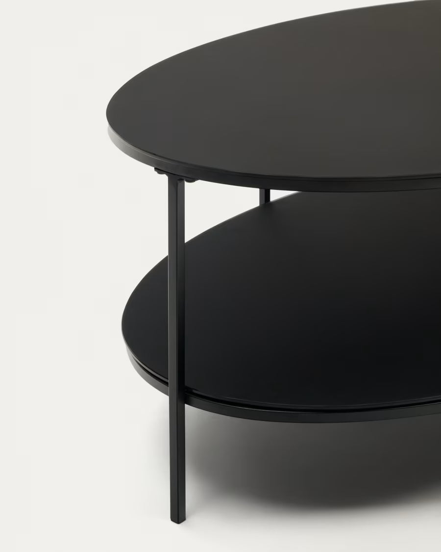 Fideia tempered glass and metal coffee table  110 cm