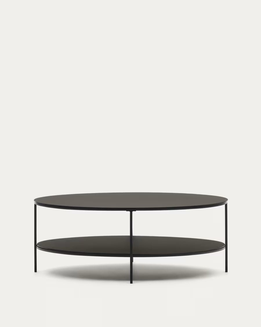 Fideia tempered glass and metal coffee table  110 cm