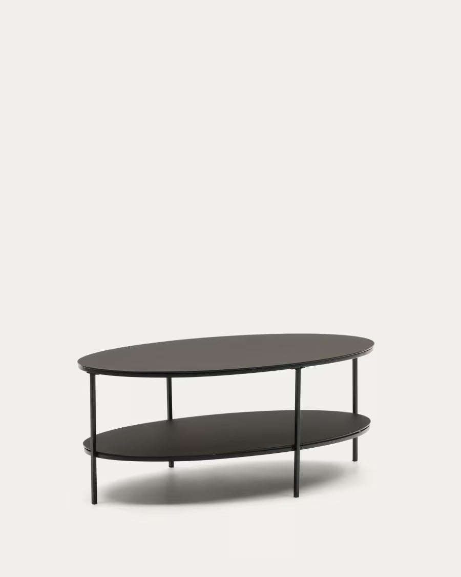 Fideia tempered glass and metal coffee table  110 cm