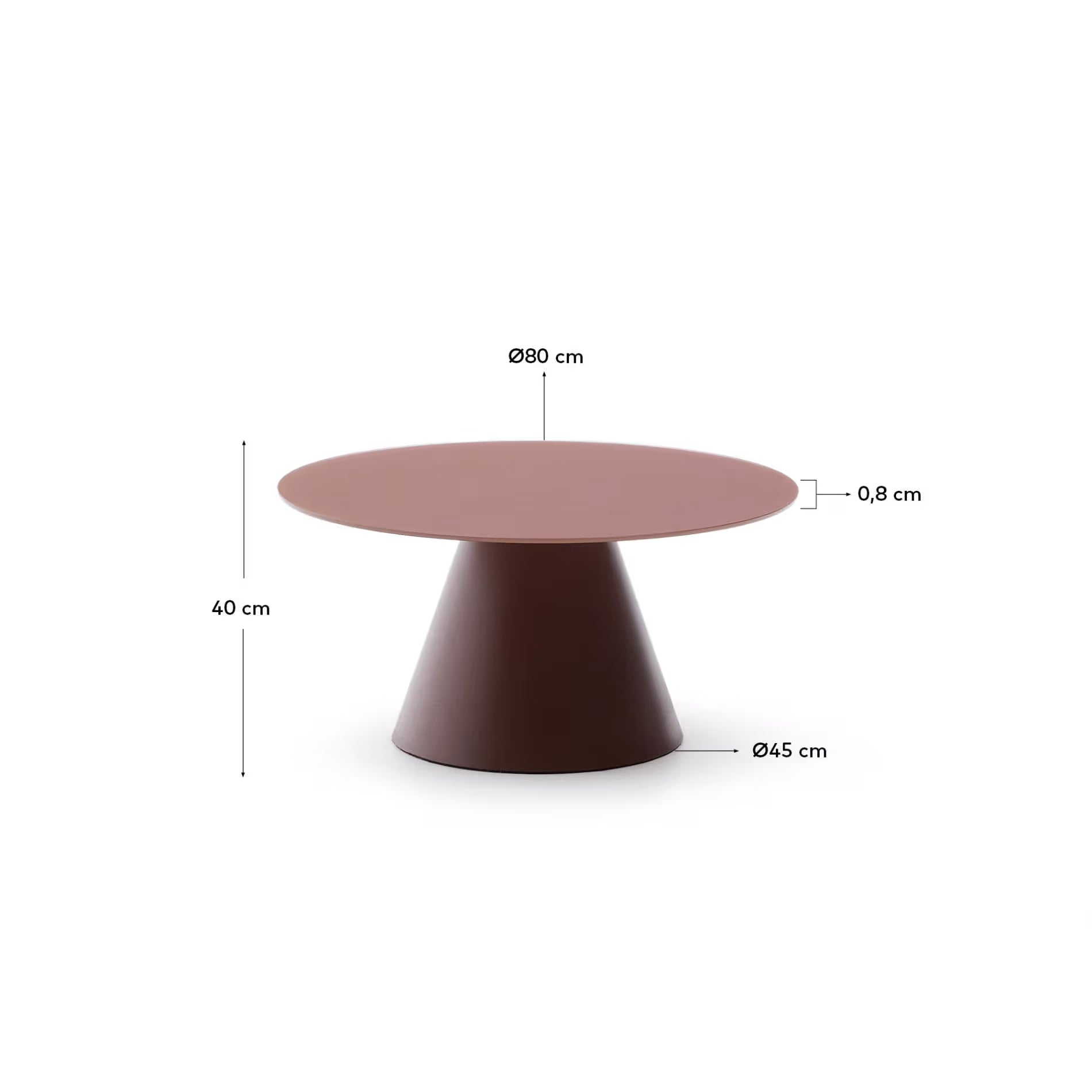 Wilshire coffee table matt terracotta finish Ø80cm
