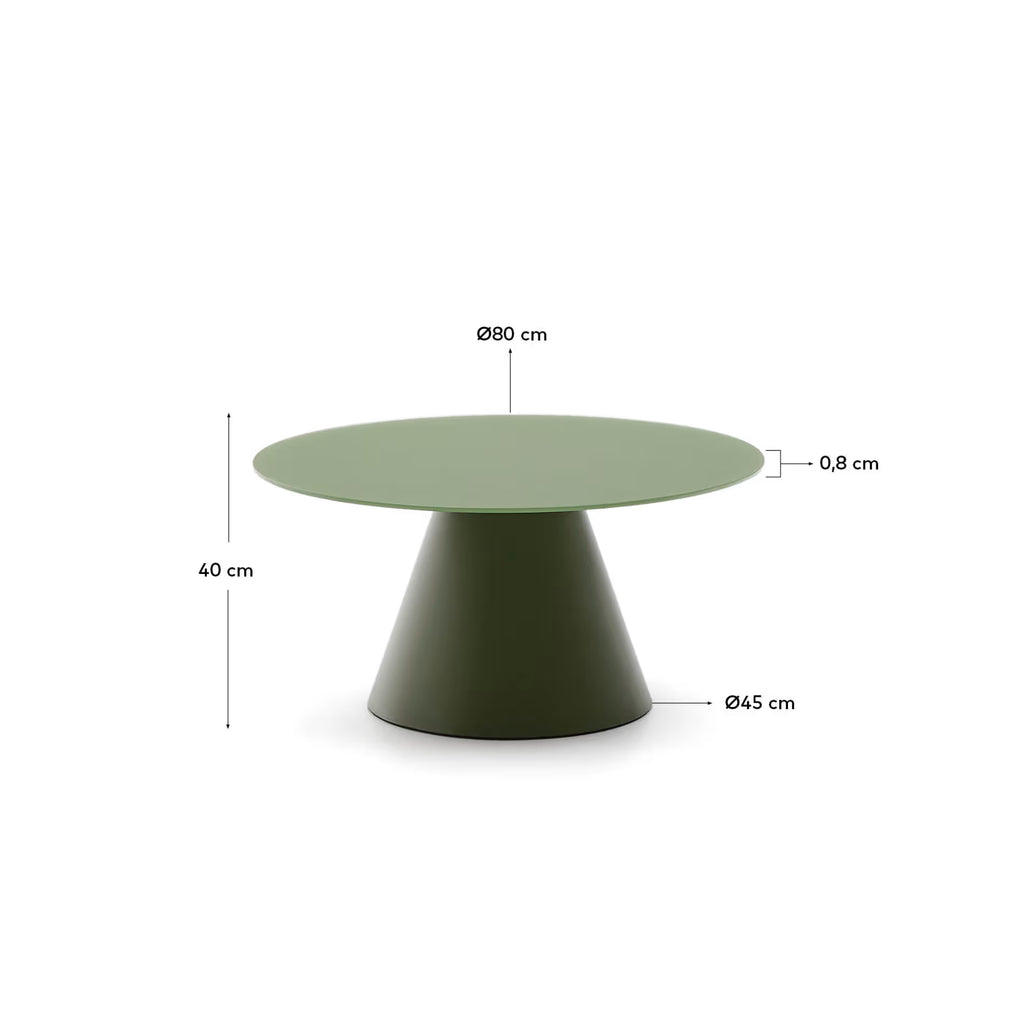 Wilshire coffee table matt green finish Ø80cm