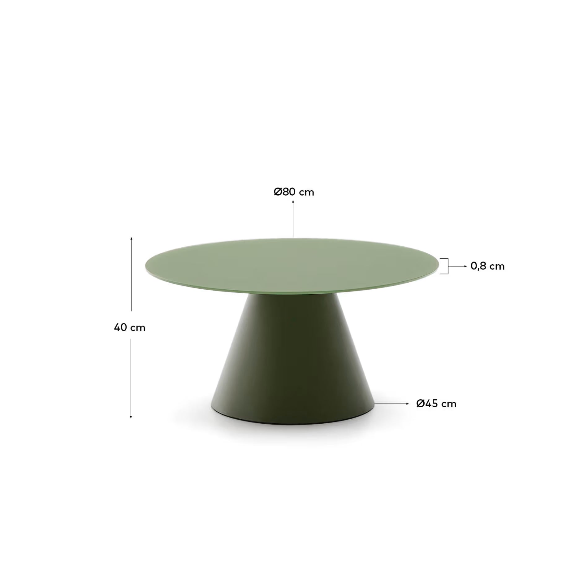 Wilshire coffee table matt green finish Ø80cm