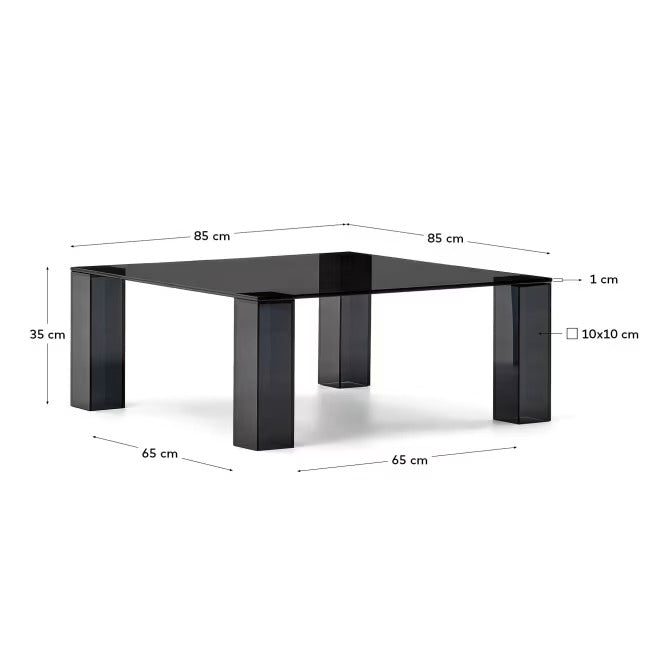 Adularia Dark-Grey, Tempered-Glass Side Table, 85 x 85 cm