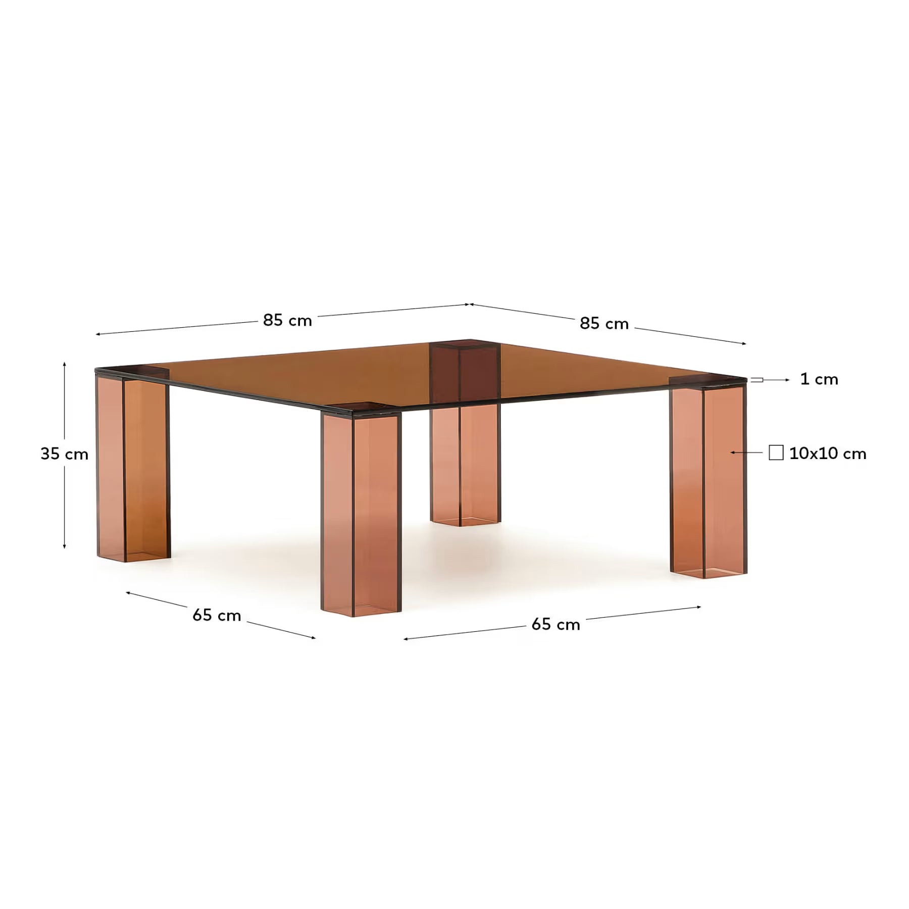 Adularia Brown, Tempered-glass Side Table, 85 x 85 cm.