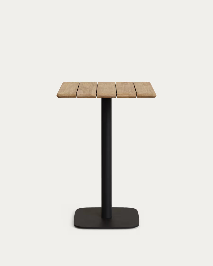 Saura square high bar table black steel frame natural finish acacia top 96x70x70cm FSC100%.