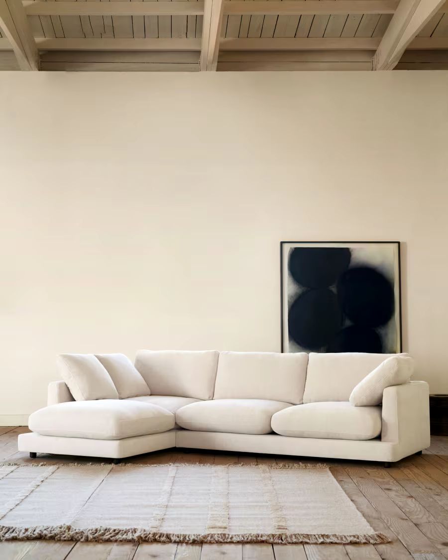 Gala 4 Seater Sofa with Left Side Chaise Longue in Beige