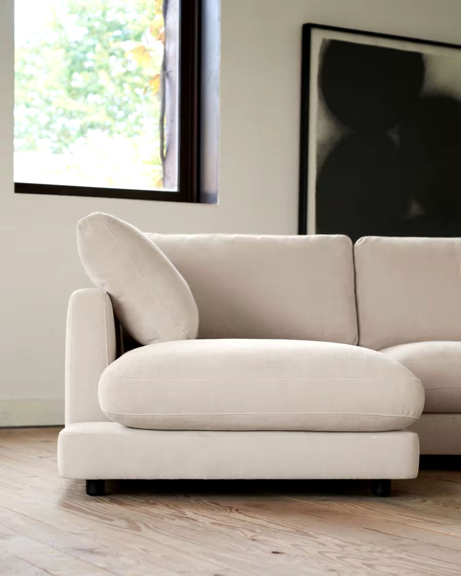 Gala 4 Seater Sofa with Left Side Chaise Longue in Beige