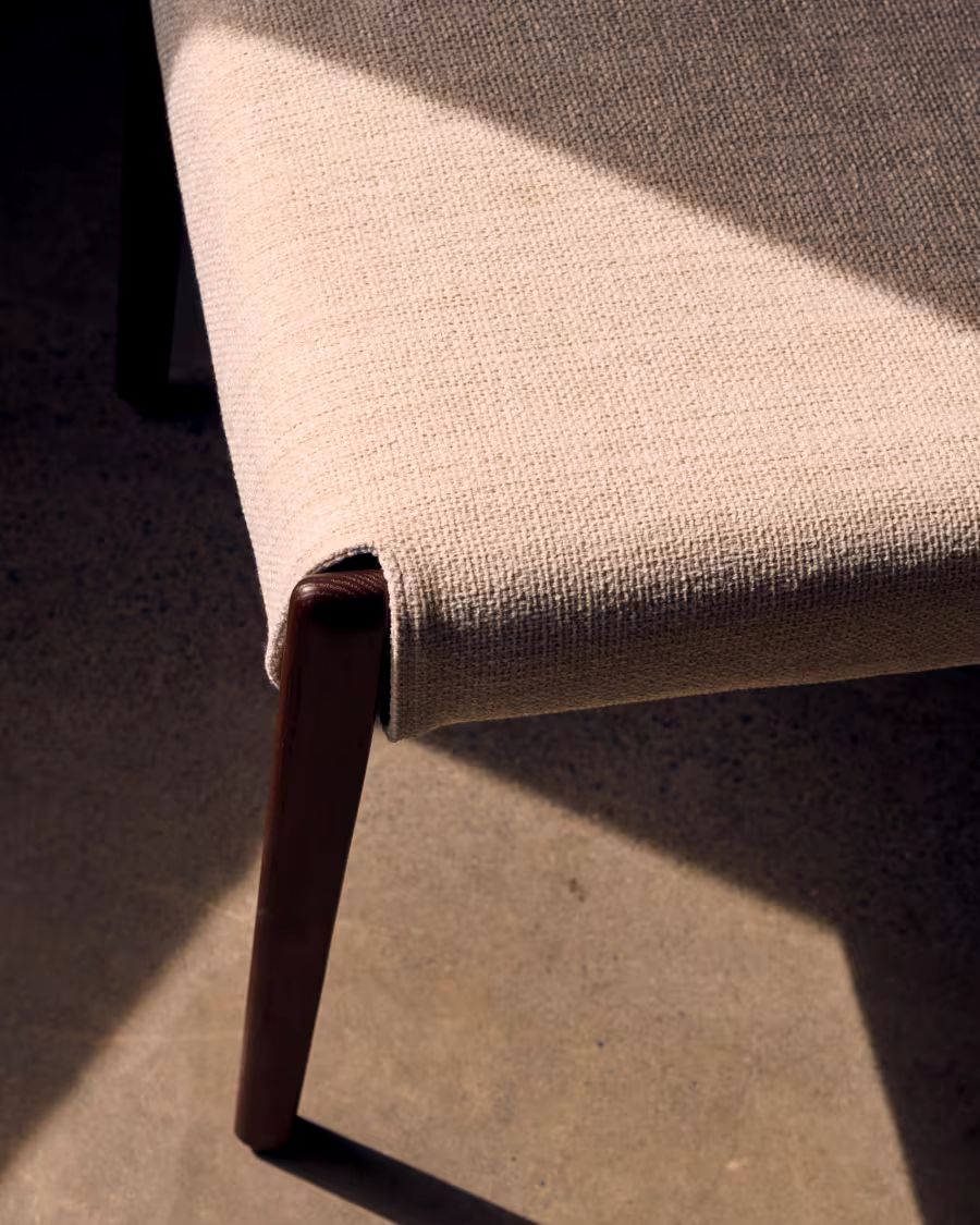 Cudia Chair with Removable Cover in Beige Chenille, Walnut Finish