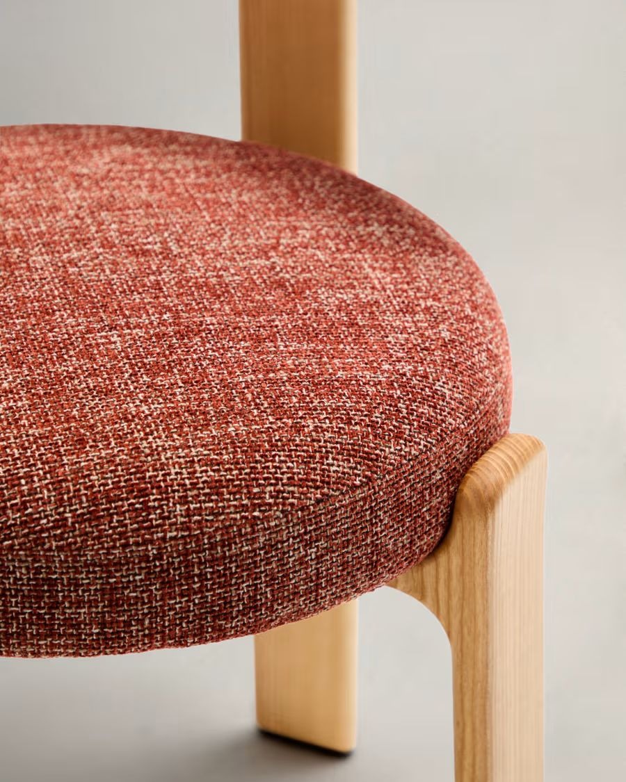 Granite Chair terracotta-coloured chenille and solid ash wood in a natural finish