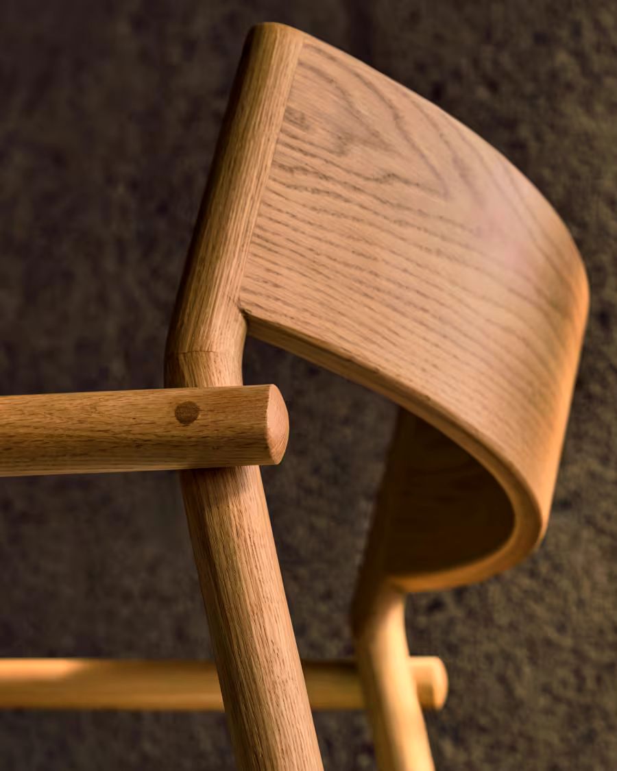 Falconera Chair with a removable cover in solid oak wood with natural finish