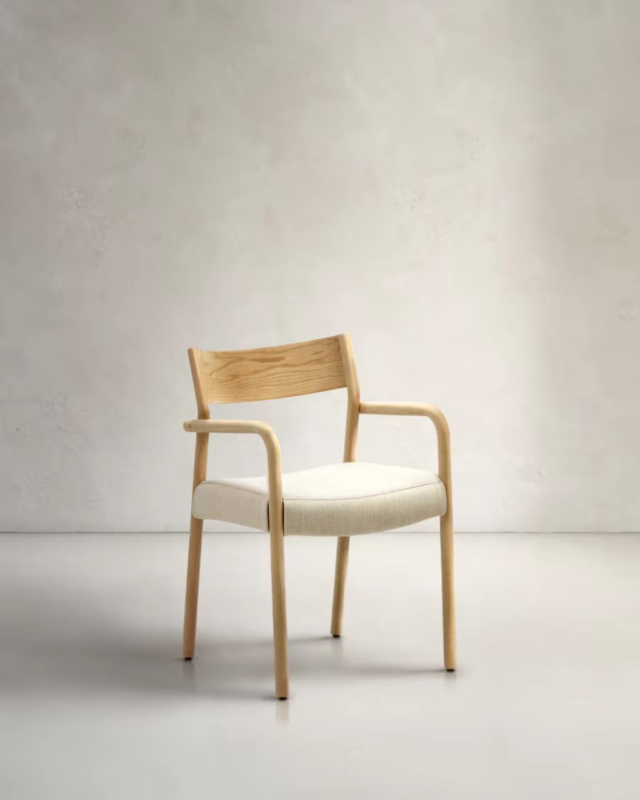Falconera Chair with a removable cover in solid oak wood with natural finish