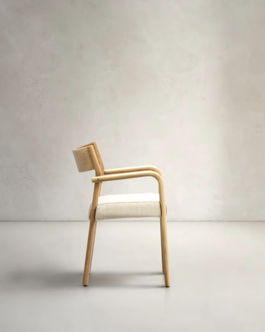 Falconera Chair with a removable cover in solid oak wood with natural finish