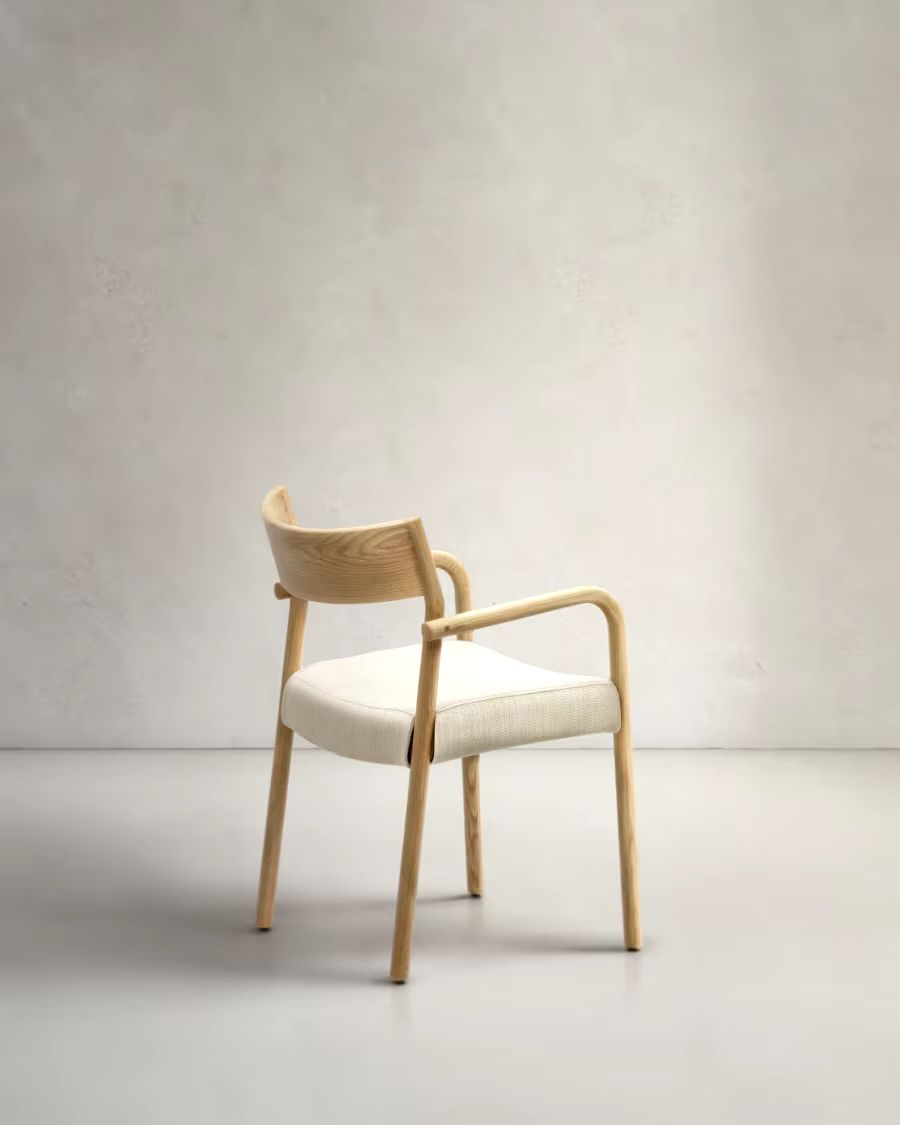Falconera Chair with a removable cover in solid oak wood with natural finish