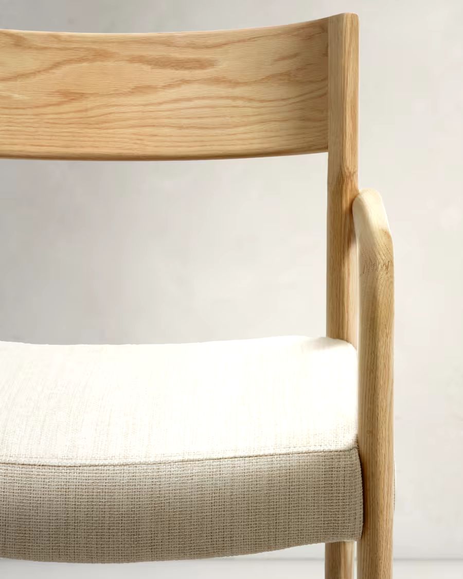 Falconera Chair with a removable cover in solid oak wood with natural finish