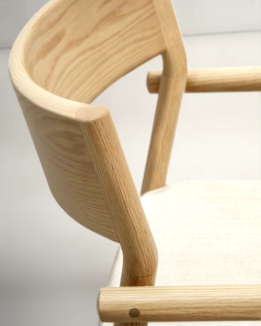 Falconera Chair with a removable cover in solid oak wood with natural finish