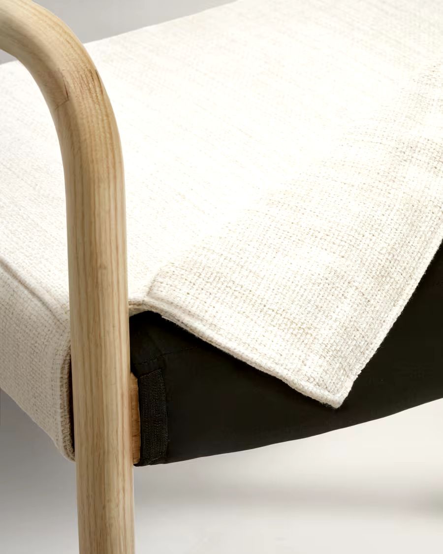 Falconera Chair with a removable cover in solid oak wood with natural finish