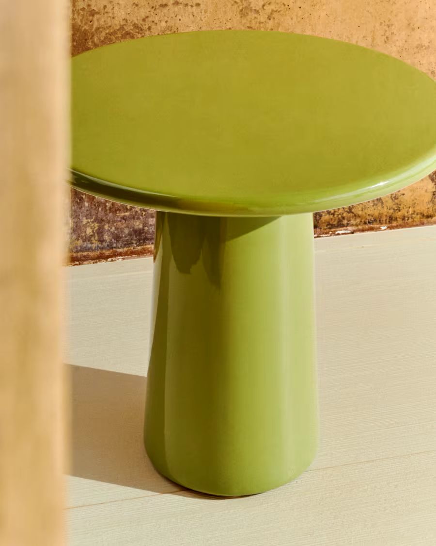 Albanella coffee table in cement with glossy green finish