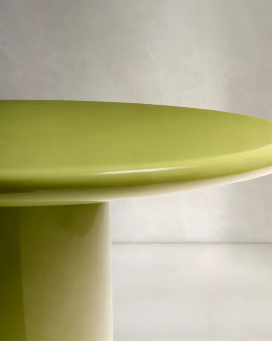 Albanella coffee table in cement with glossy green finish
