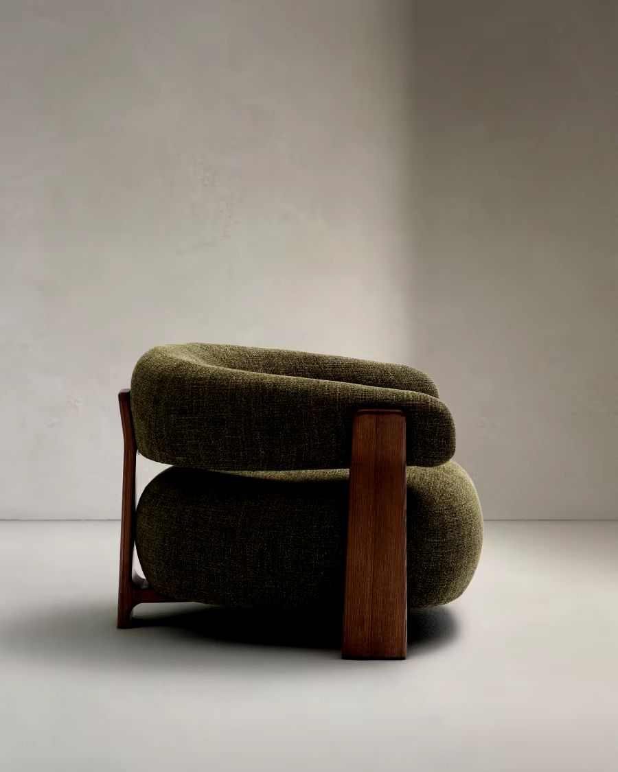 Granite Armchair Green Chenille