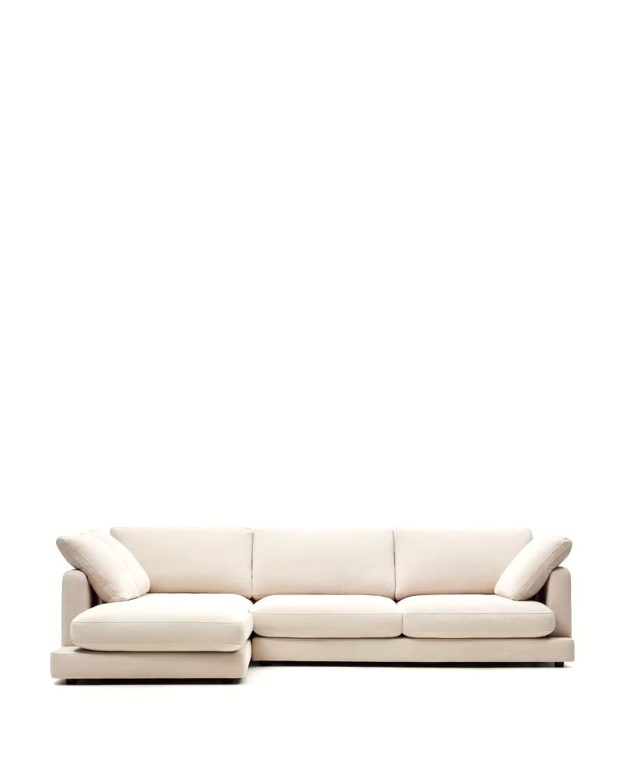 Gala 4 Seater Sofa with Left Side Chaise Longue in Beige
