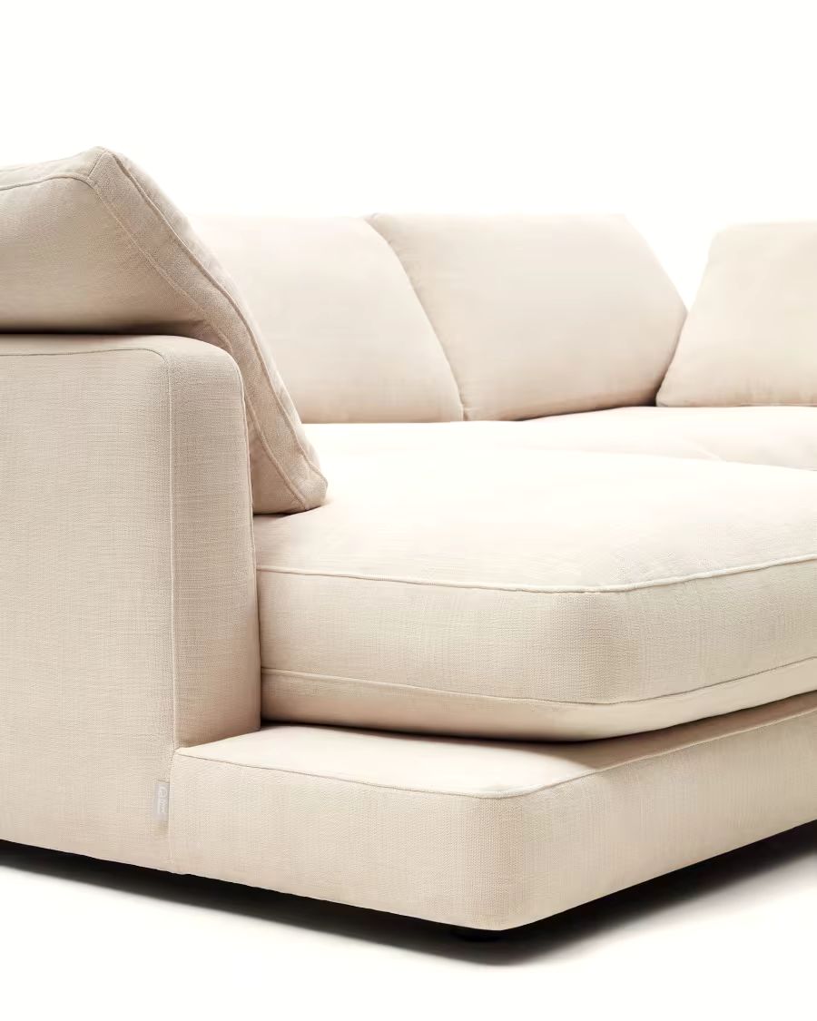 Gala 4 Seater Sofa with Left Side Chaise Longue in Beige