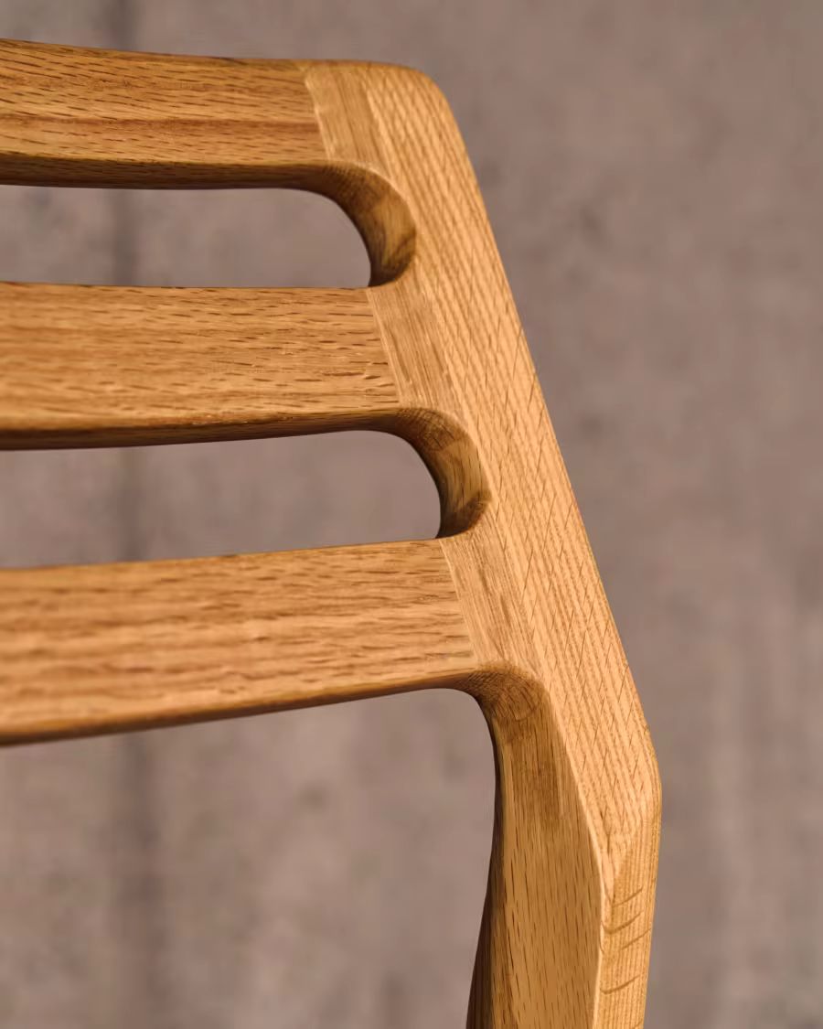 Cudia Chair with Removable Cover in Beige Chenille, Natural Finish