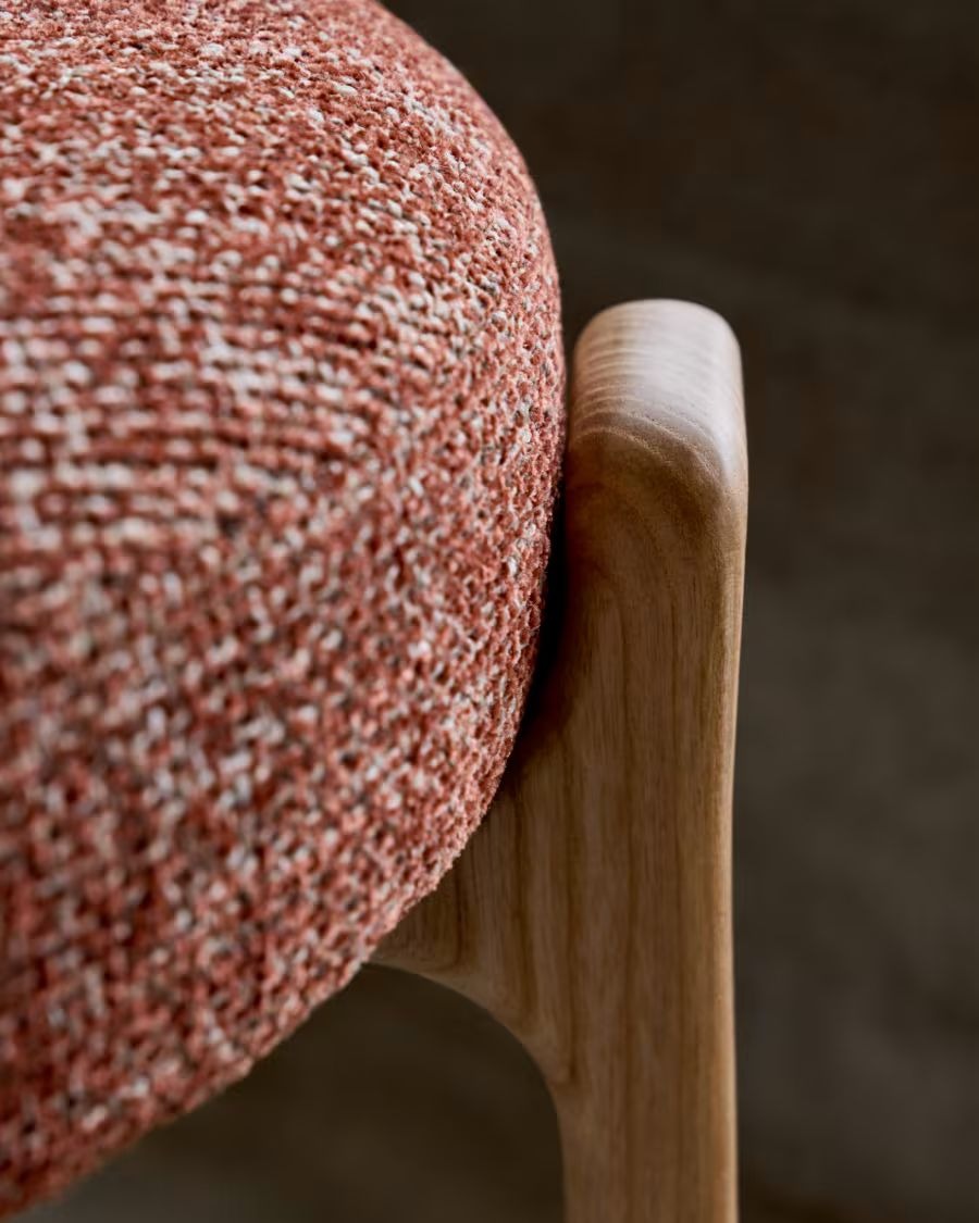 Granite Chair terracotta-coloured chenille and solid ash wood in a natural finish