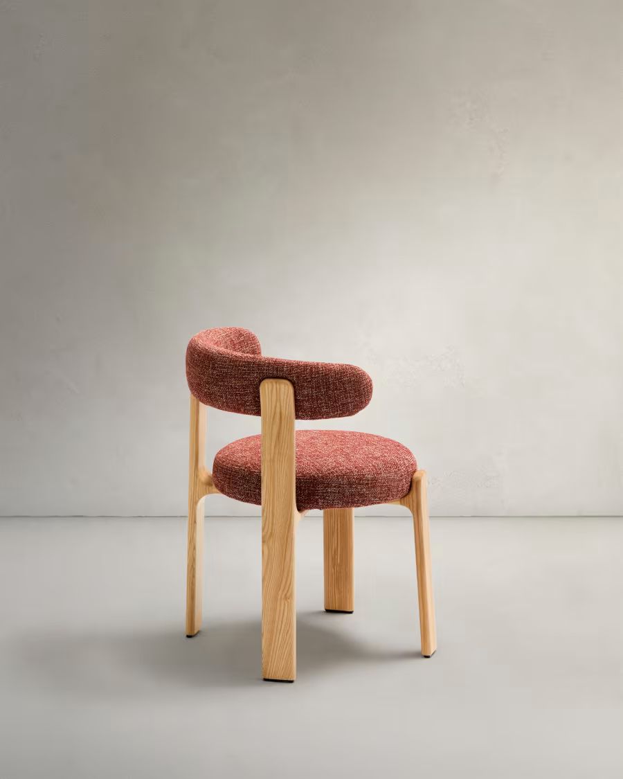 Granite Chair terracotta-coloured chenille and solid ash wood in a natural finish