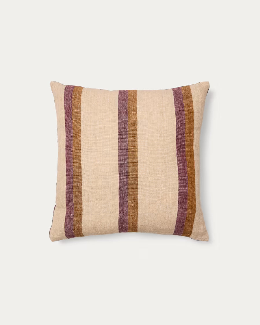 Arven multicoloured striped 100% linen cushion 45 x 45cm