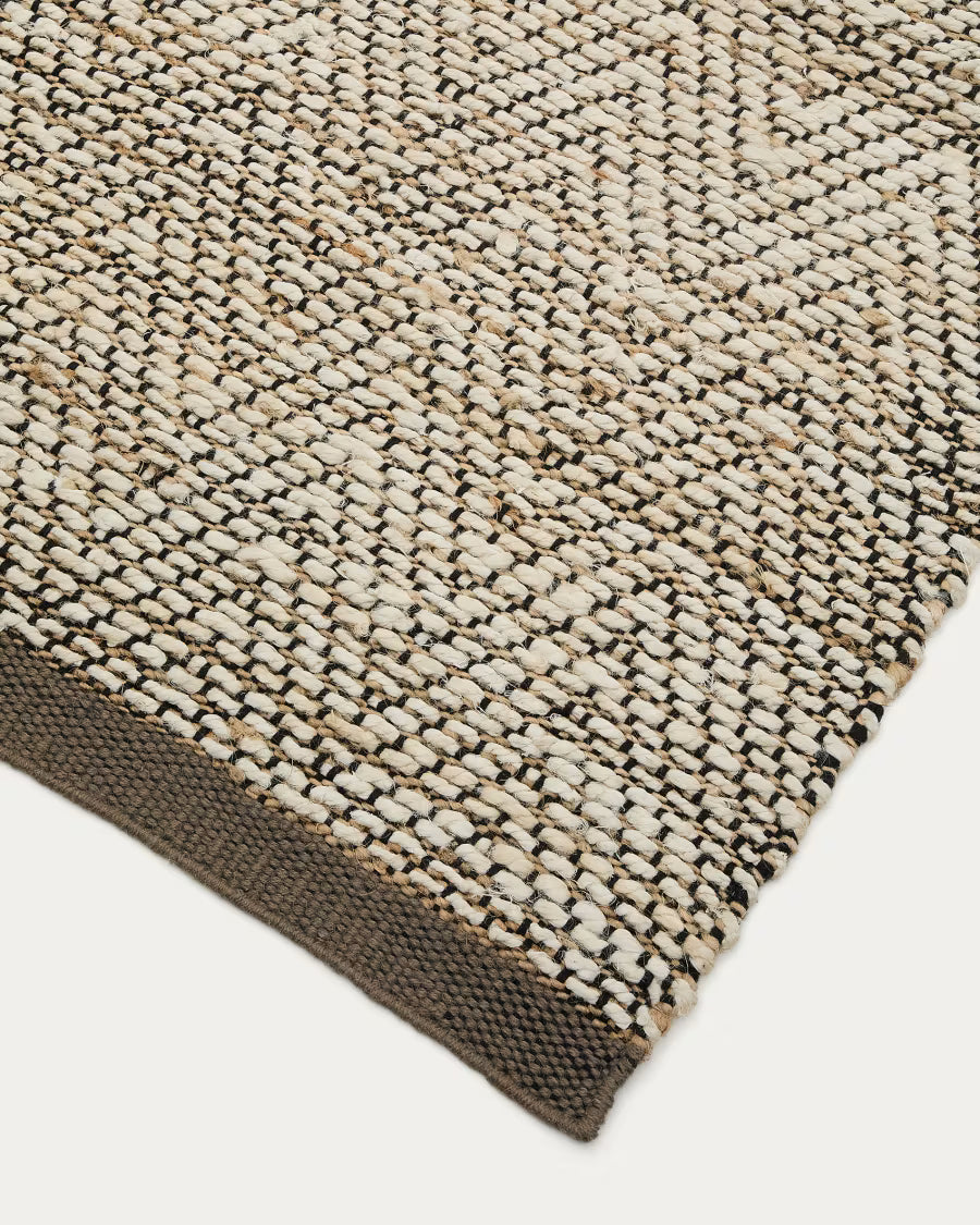 Arpe beige jute jacquard rug 160 x 230cm