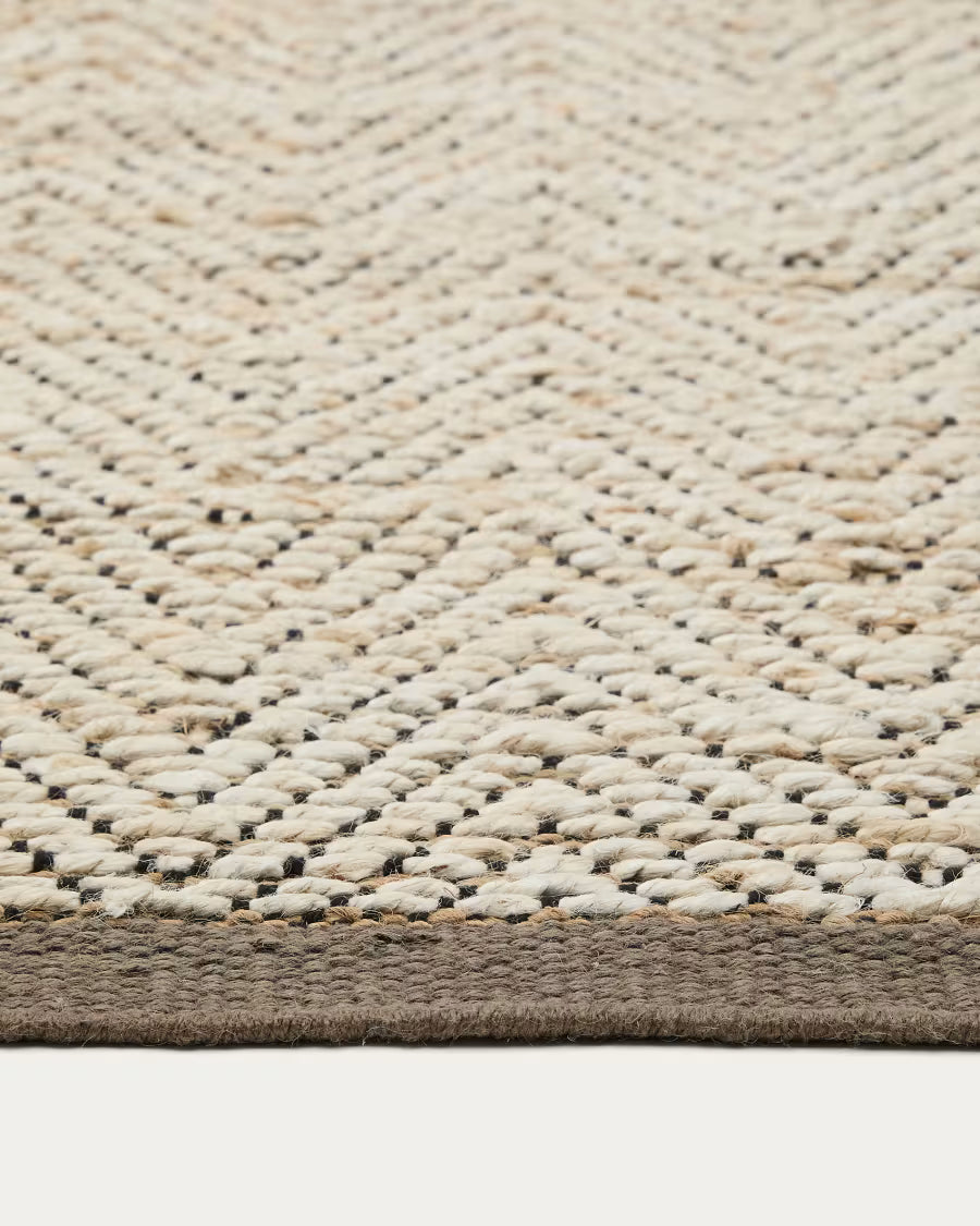 Arpe beige jute jacquard rug 160 x 230cm
