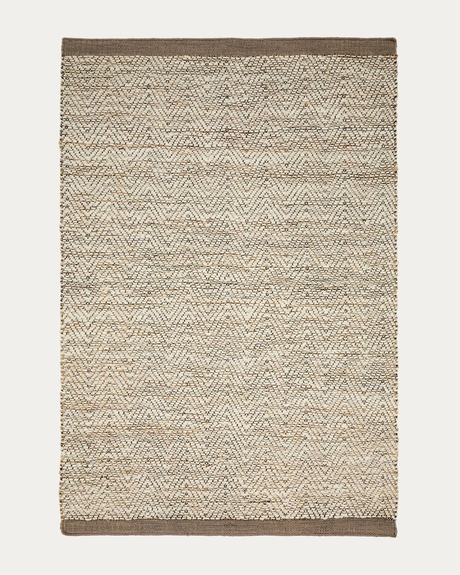 Arpe beige jute jacquard rug 160 x 230cm
