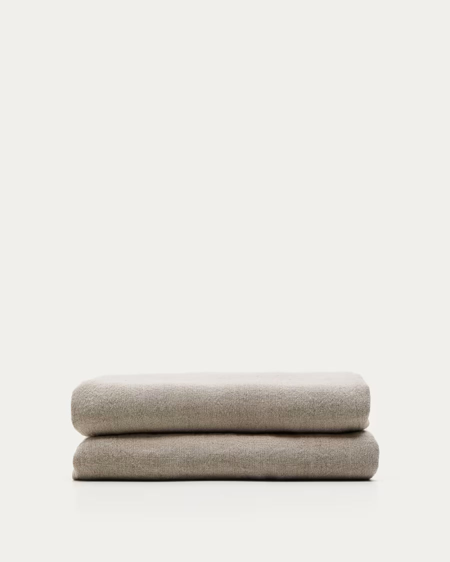 Tandi beige 100% linen bedspread