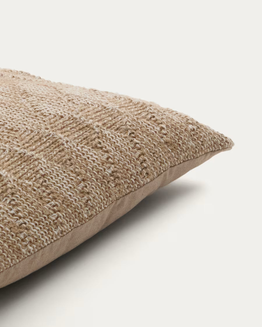 Melyan beige jacquard cotton and jute cushion 45 x 45cm