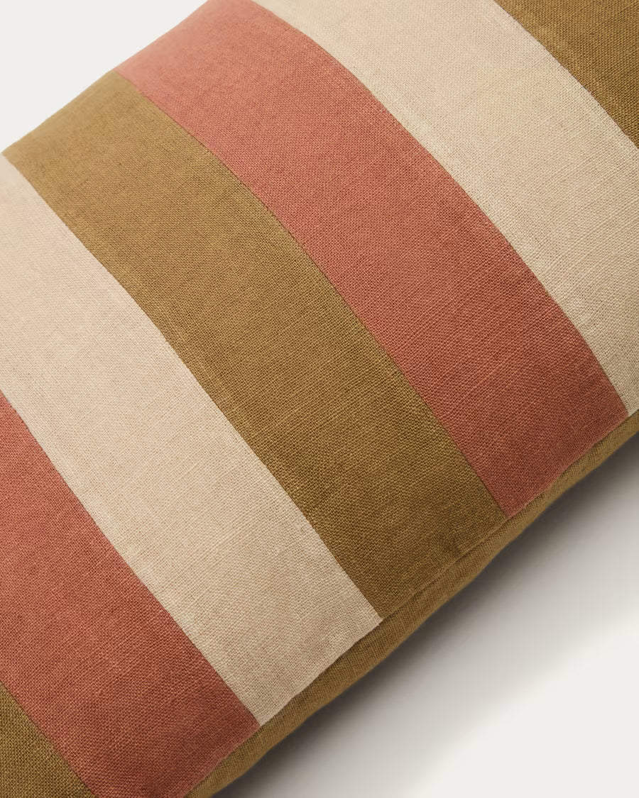 Nivran multicoloured striped 100% linen cushion 30 x 50cm