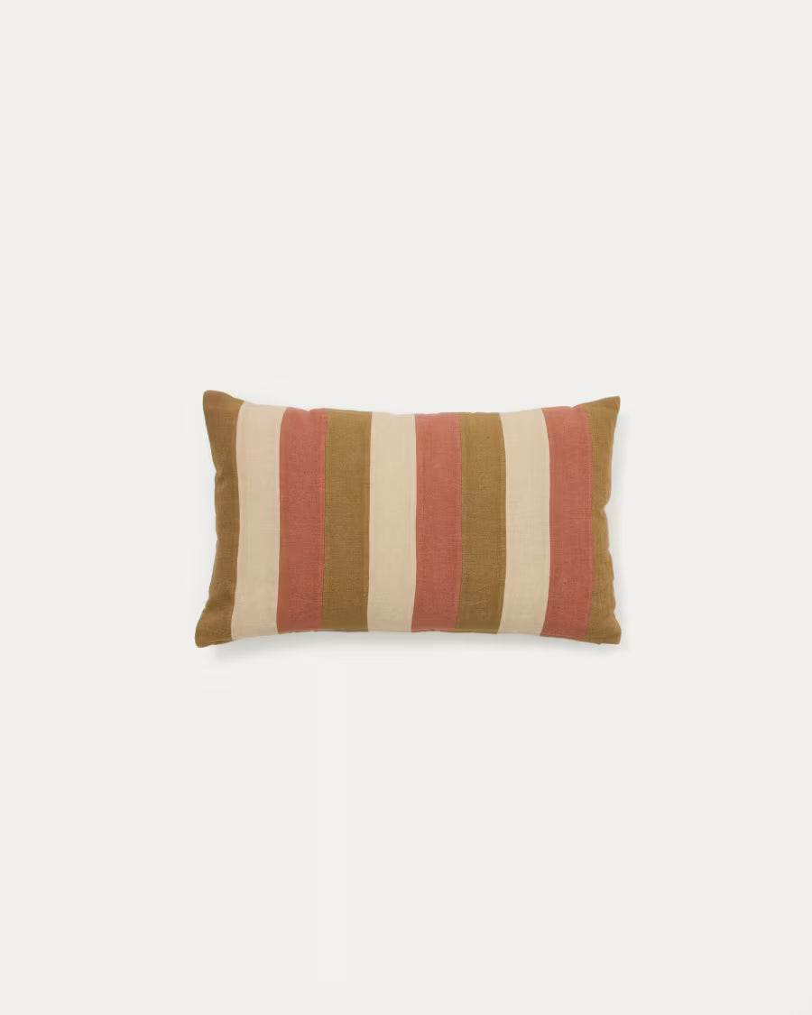 Nivran multicoloured striped 100% linen cushion 30 x 50cm