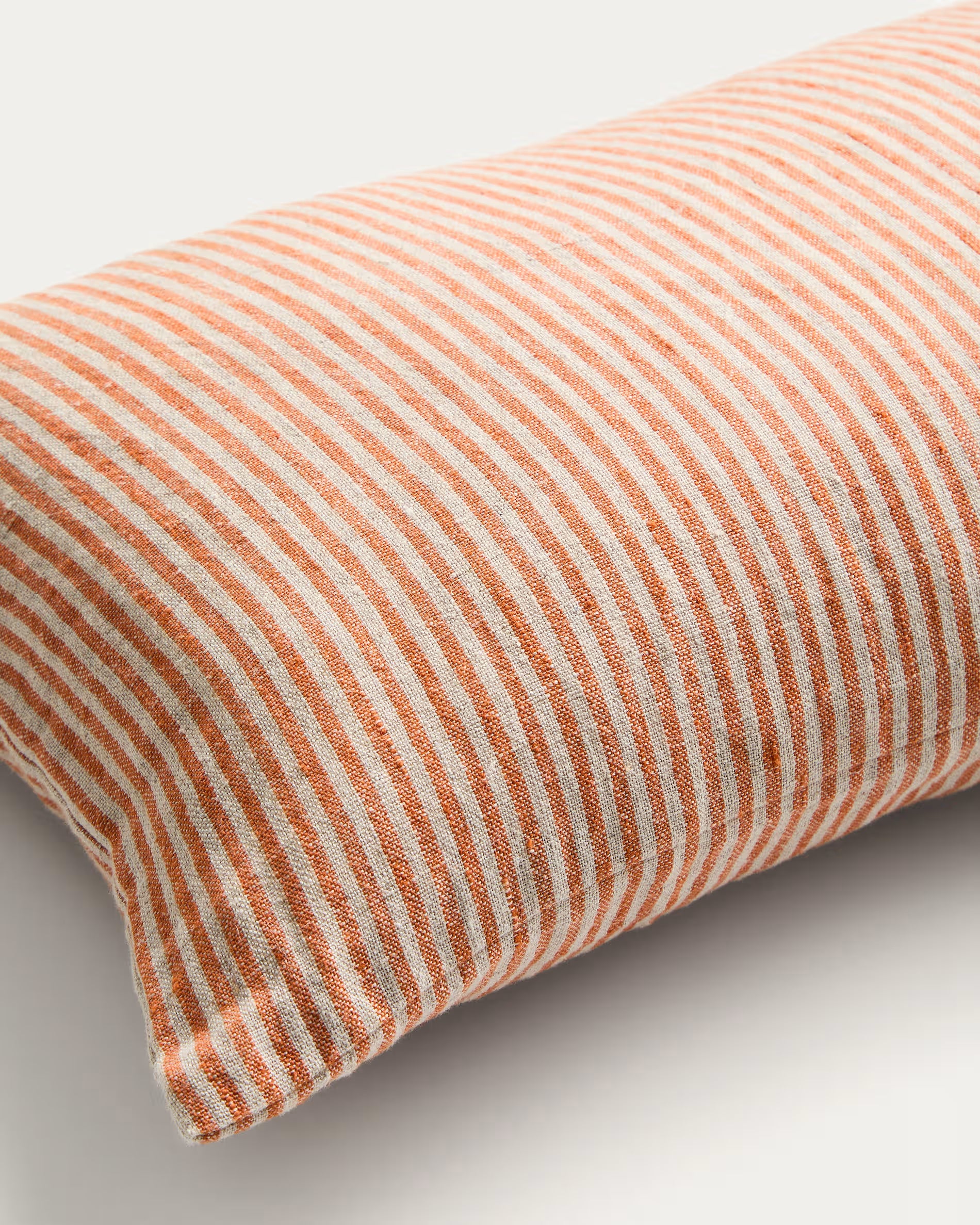 Oriade orange striped linen cushion 30 x 50cm