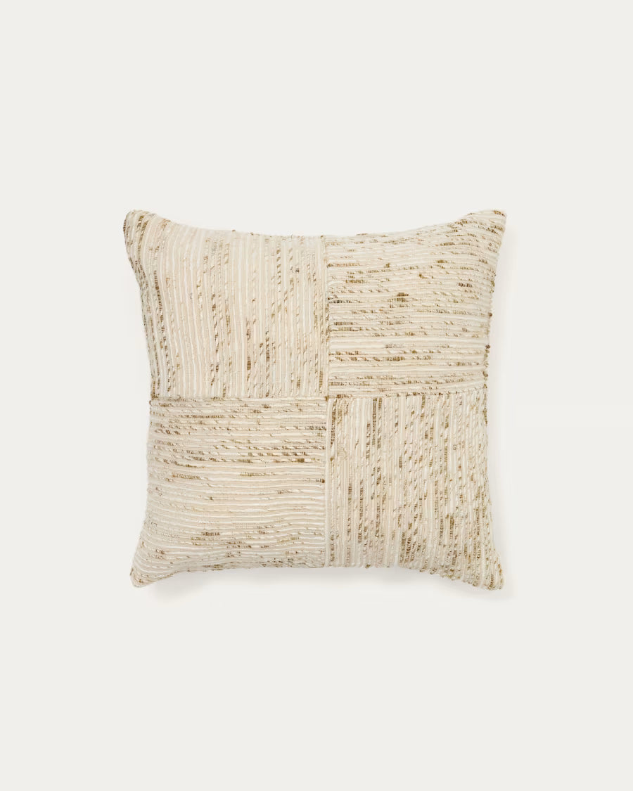 Anuba beige and green checked jacquard cushion 45 x 45cm