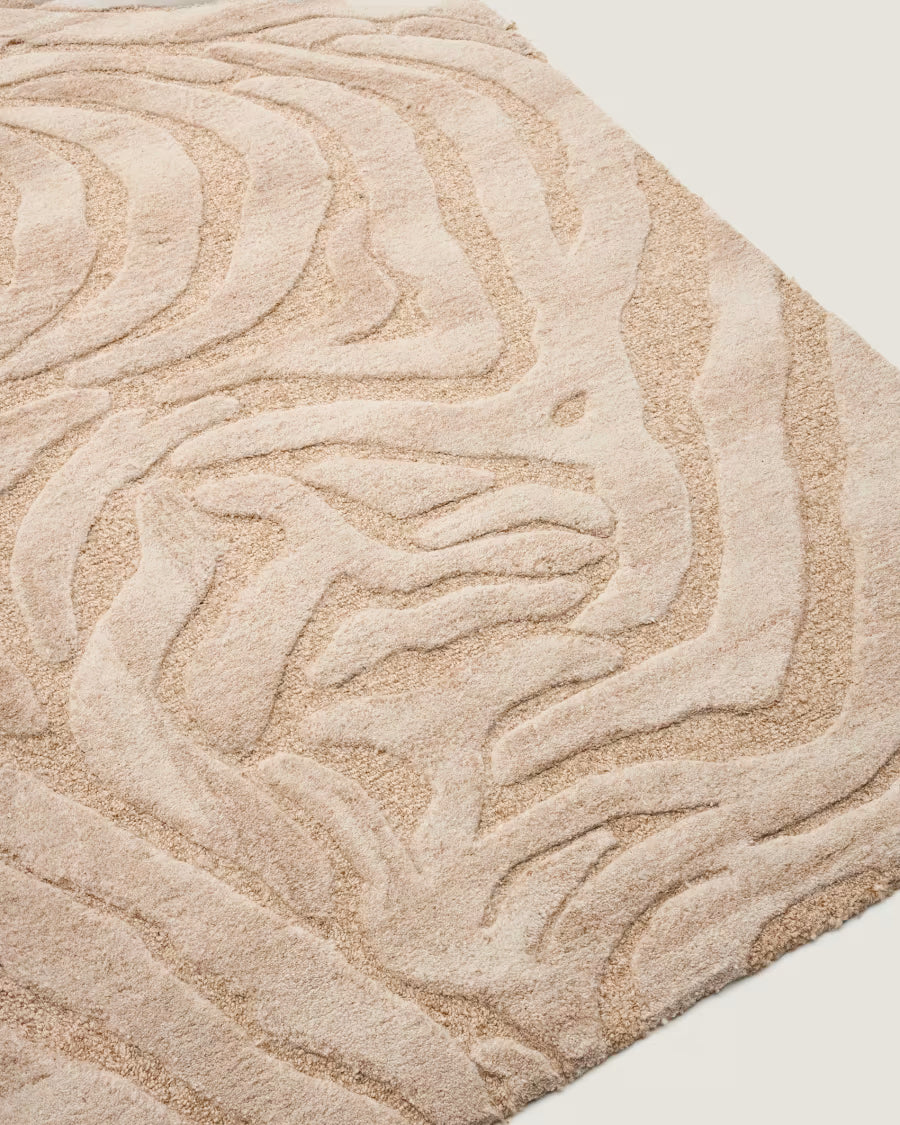 Tribet zebra jacquard wool rug 200 x 300cm