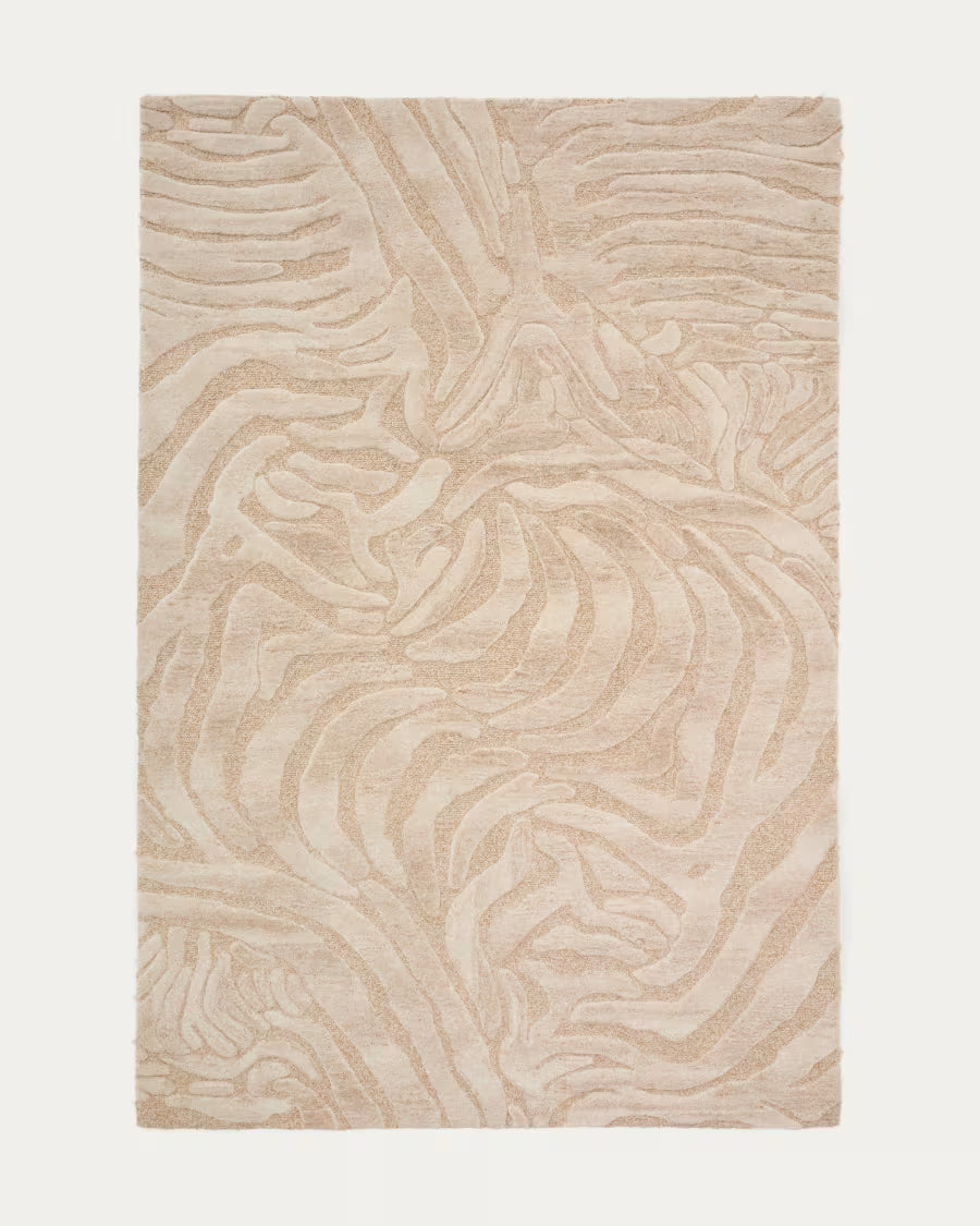 Tribet zebra jacquard wool rug 200 x 300cm