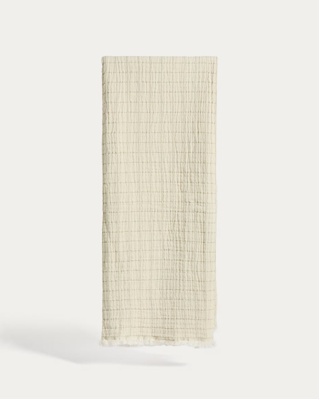 Tivaro 100% cotton jacquard  - et in light green check# double-sided 130 x 170 cm.