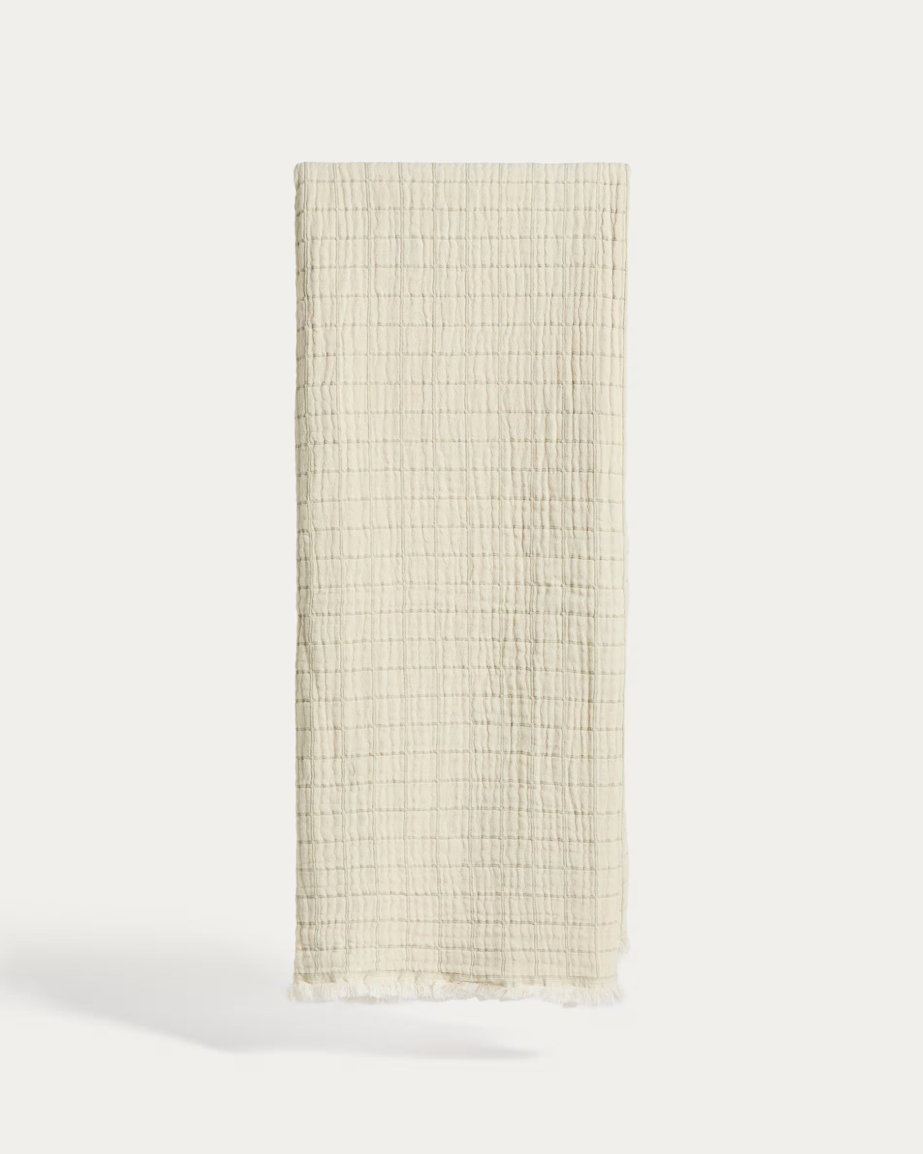 Tivaro 100% cotton jacquard  - et in light green check# double-sided 130 x 170 cm.