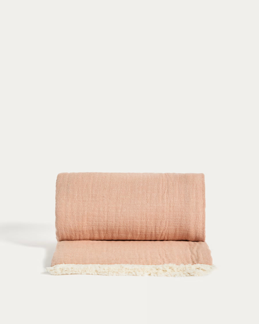 Nafine 100% cotton muslin  - et with two-toned fringe 130 x 170 cm.