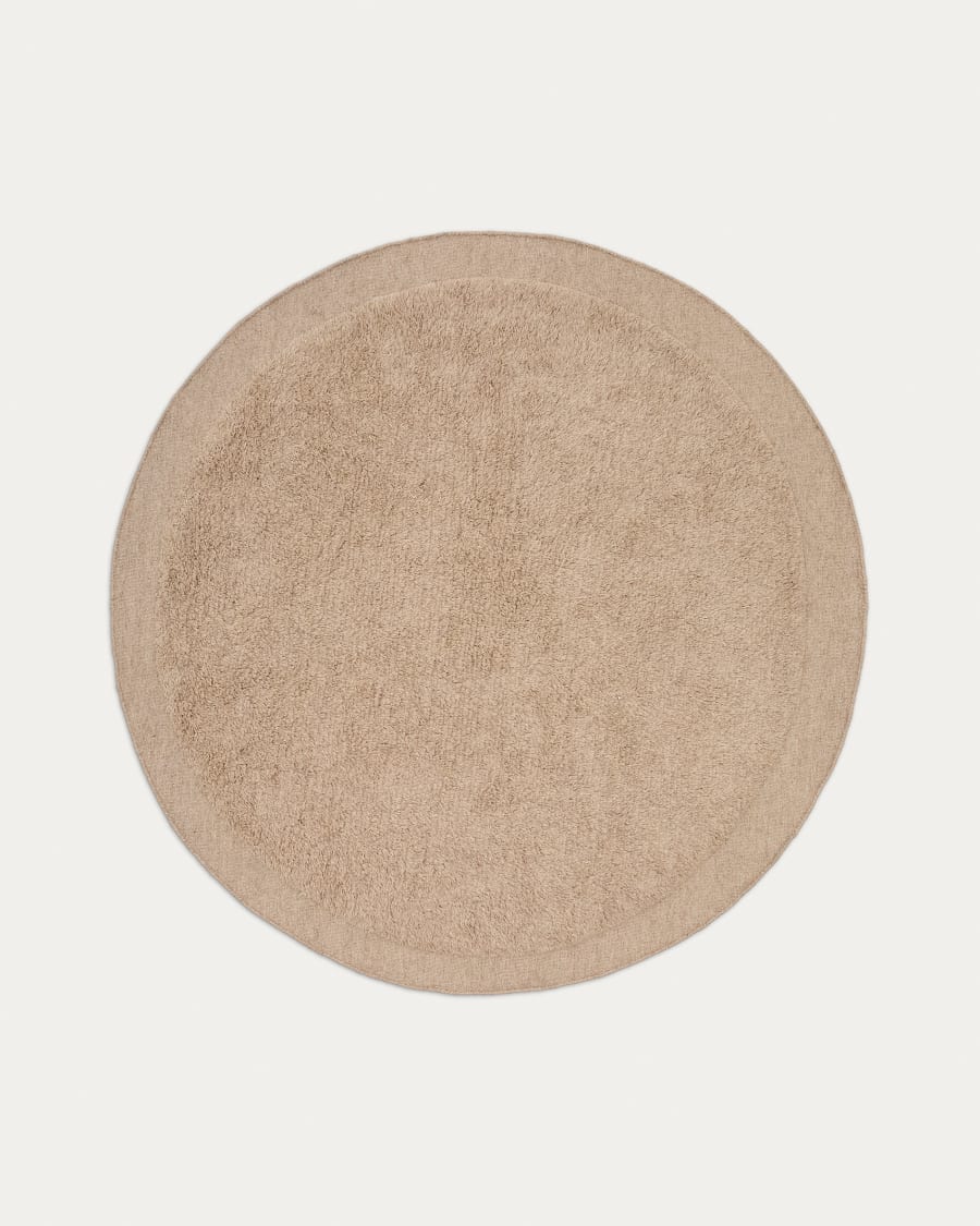 Marely round# beige wool rug 200 cm
